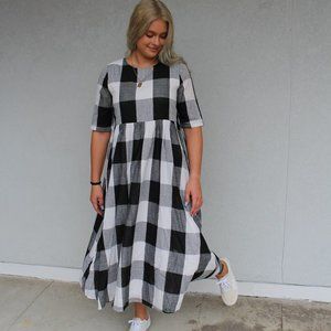 Black and White Buffalo Print Dress